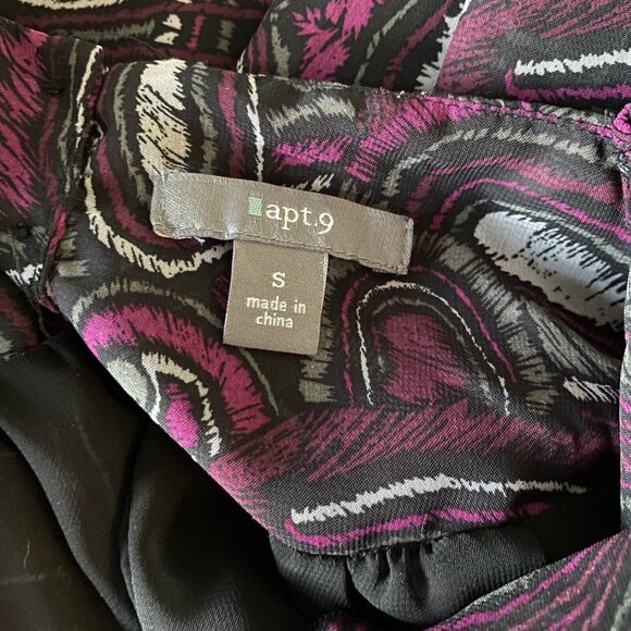 Apt 9 Blouse Women’s Size Small Gray Purple Black Ruffled Pleated Lined - Picture 8 of 11